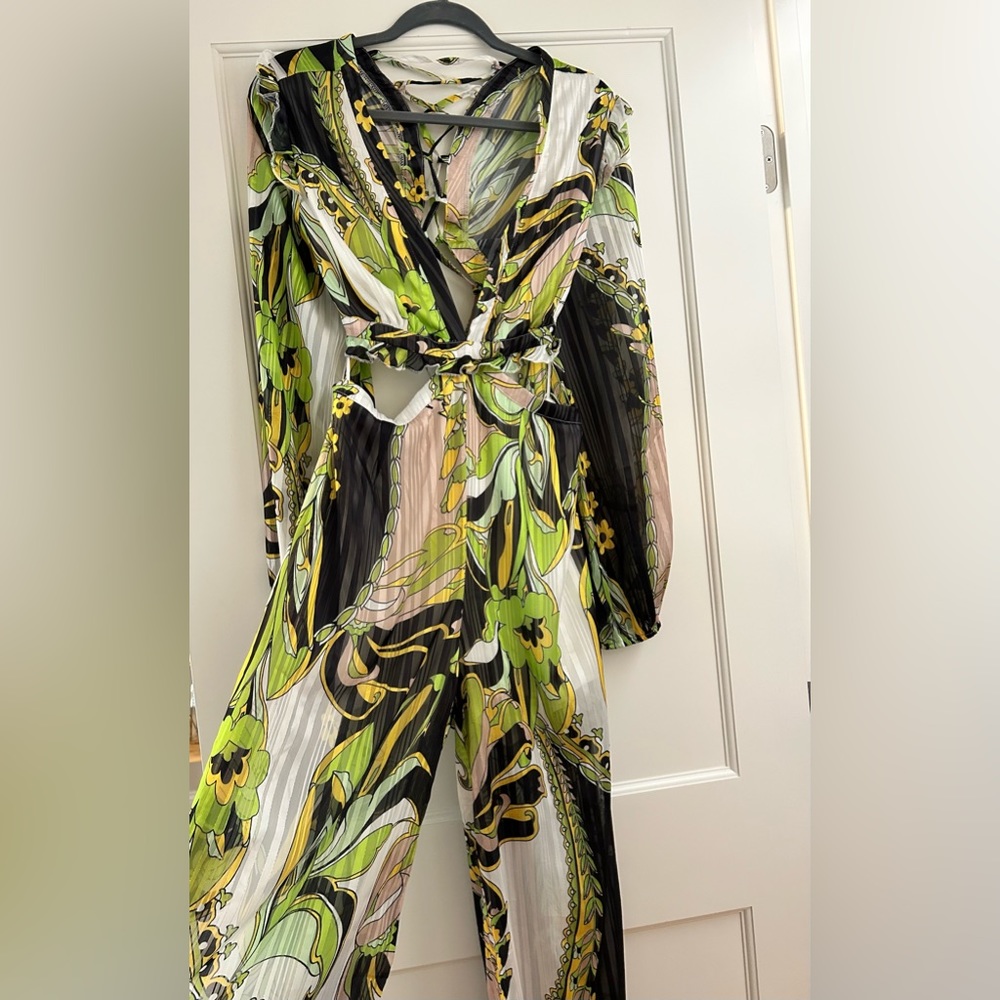 Abstract long sleeve jumpsuit